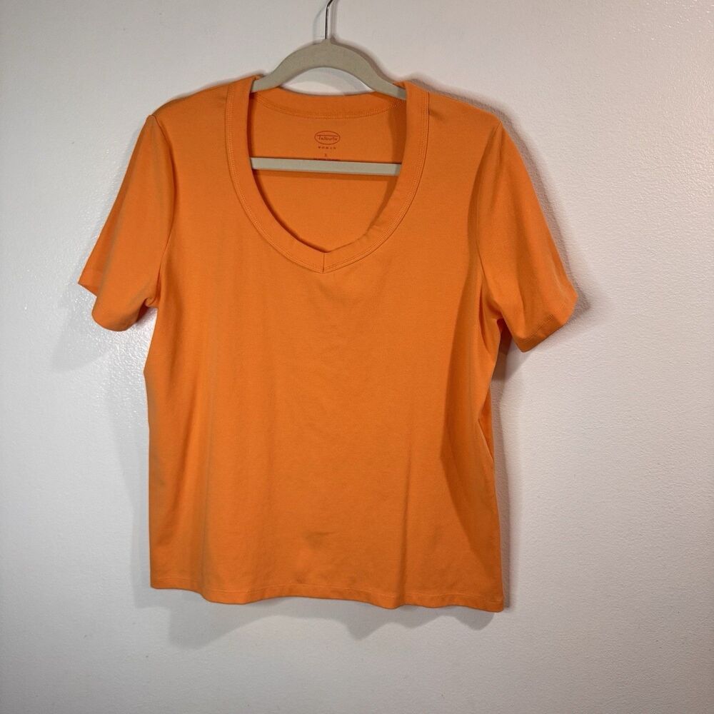 Talbots T-shirt Blouse X / XL V-neck Orange Cotton Stretch Colorful Basic Comfy